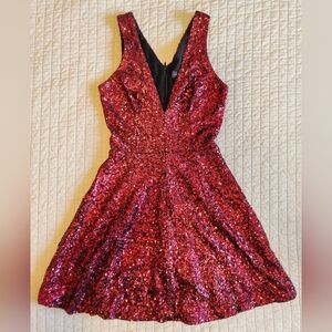 Slate & Willow Red Sequin Shimmy Dress